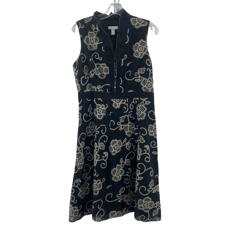 Factory Direct Sale Charter Club Women's Floral Ruffled Black & Cream Sheath Dress 10P Silk Midi Factory Direct Sale Charter Club Women's Floral Ruffled Black & Cream Sheath Dress 10P Silk Midi