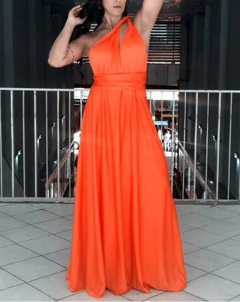 Limited Availability Simple Floor-length Orange Bridesmaid Dresses