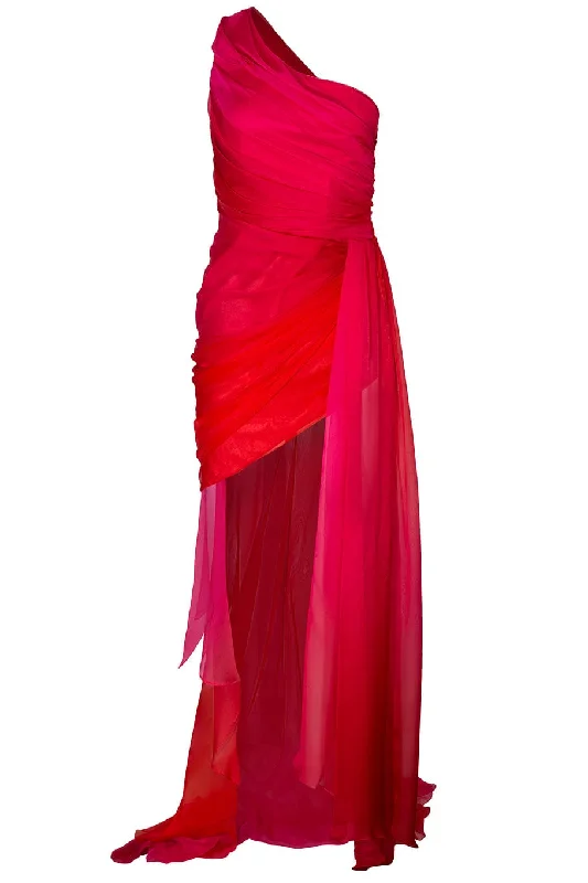 TIME-Limited Offer One Shoulder Ombre Pleated Dress