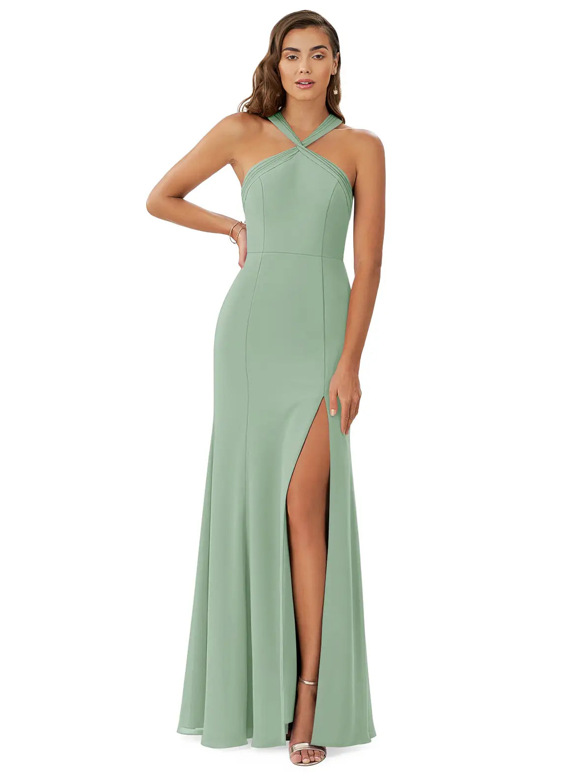 Super Sale A-Line Bridesmaid Dresses Formal Floor-length Party Dress With Slit