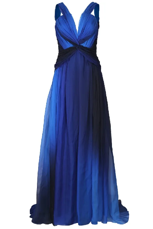 Weekend Deal Off The Shoulder Pleated Ombre Gown