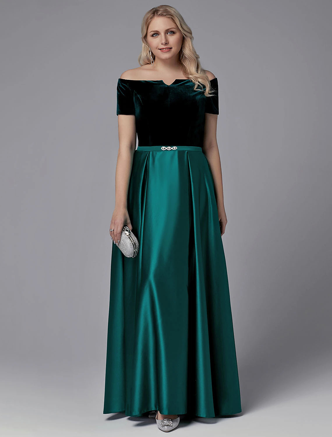 Best Seller A-Line Special Occasion Dresses Elegant Dress Wedding Guest Formal Evening Floor Length Short Sleeve Off Shoulder Satin with Crystals Best Seller A-Line Special Occasion Dresses Elegant Dress Wedding Guest Formal Evening Floor Length Short Sleeve Off Shoulder Satin with Crystals