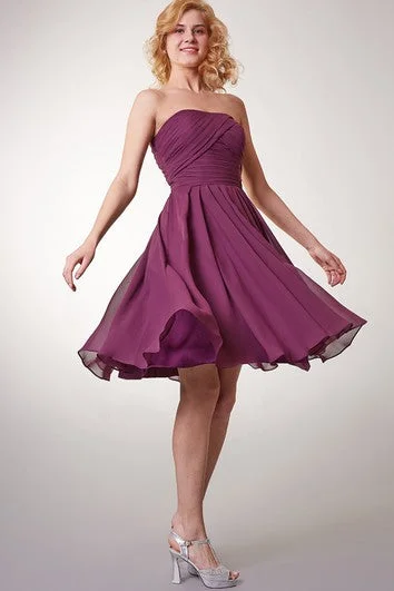 Flash Deals A-line Style Strapless Short Chiffon Dress