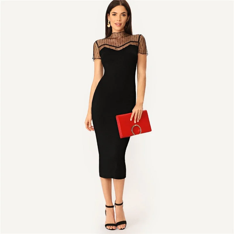 Savings Event Women's Summer Striped Mesh Bodycon Dress