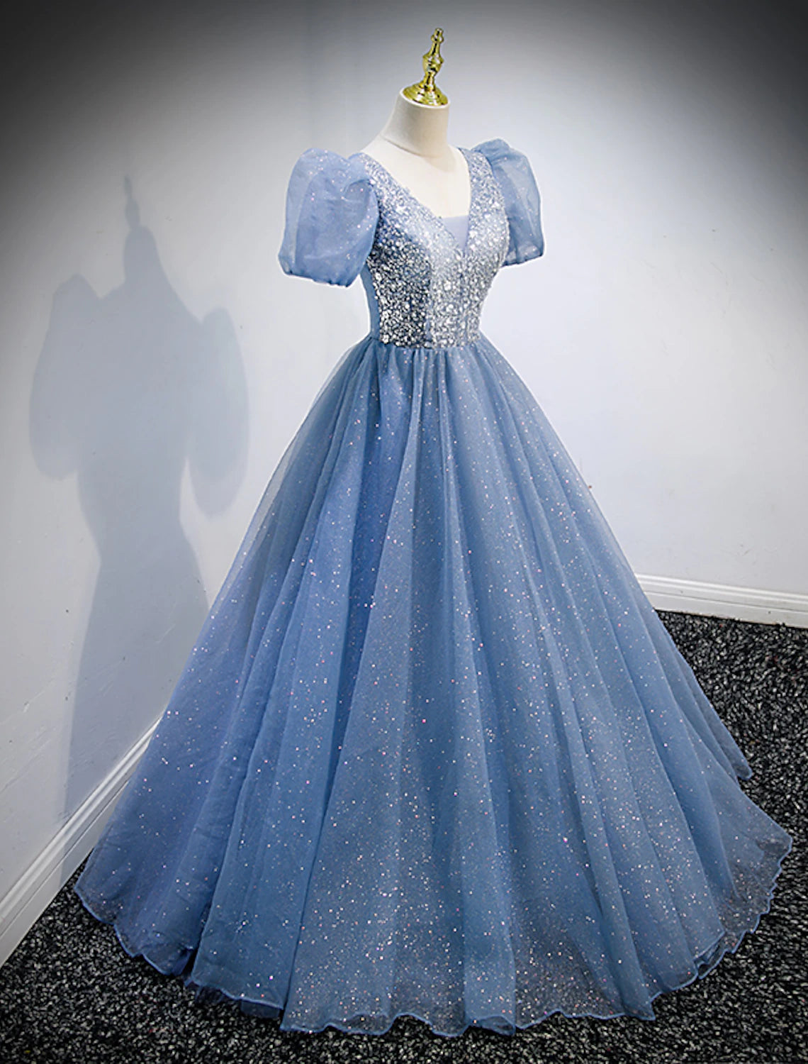 Grand Opening Sale A-Line Prom Dresses Puffy Dress Wedding Guest Quinceanera Floor Length Short Sleeve V Neck Tulle with Sequin Grand Opening Sale A-Line Prom Dresses Puffy Dress Wedding Guest Quinceanera Floor Length Short Sleeve V Neck Tulle with Sequin