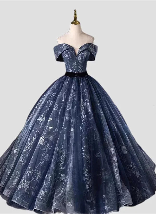 Deep Discounts Navy Blue Sweetheart Long Formal Dress Navy Blue Sweet 16 Dress Quinceanera Dress