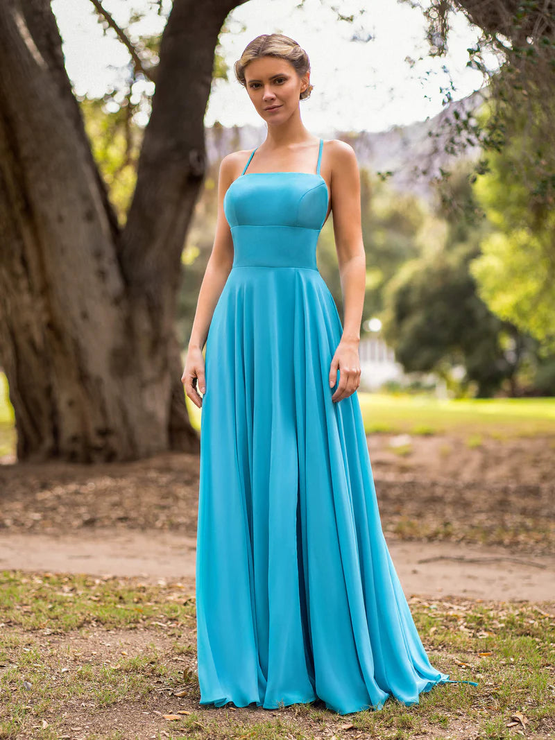 Amazing Deals A-line Straight Across Chiffon Floor Length Cutout Back Prom Dress