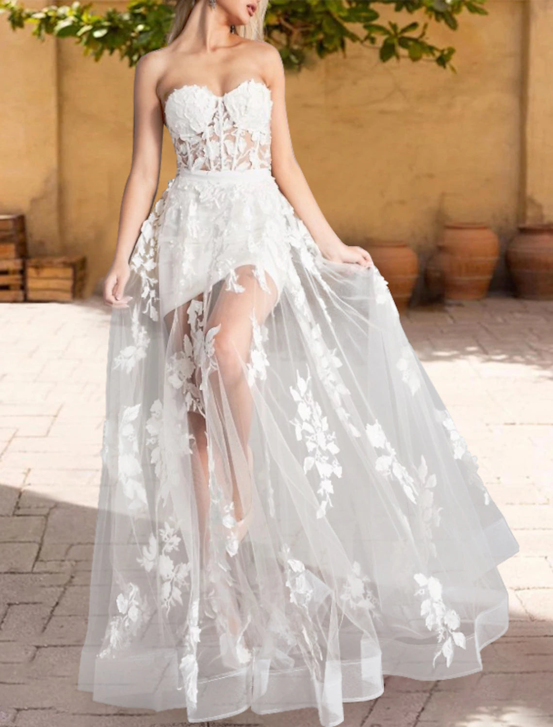 Today's Special A-Line Prom Dresses Floral Dress Party Wear Wedding Party Floor Length Sleeveless Strapless Wednesday Addams Family Lace with Appliques Today's Special A-Line Prom Dresses Floral Dress Party Wear Wedding Party Floor Length Sleeveless Strapless Wednesday Addams Family Lace with Appliques