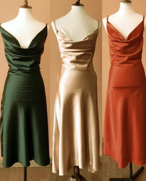 Daily Deals Cowl Neck Midi Length Bridesmaid Dresses Evening Dresses