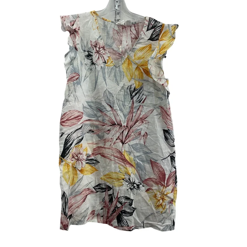 Today's Special C&C California Women's Tropical White & Pink Linen Shift Dress M - Preowned