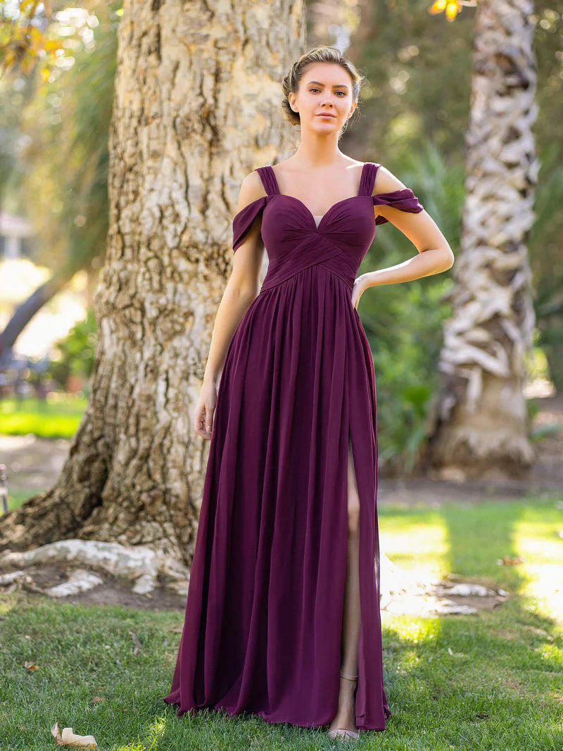 Amazing Deals A-Line V-neck Floor-Length Chiffon Bridesmaid Dress