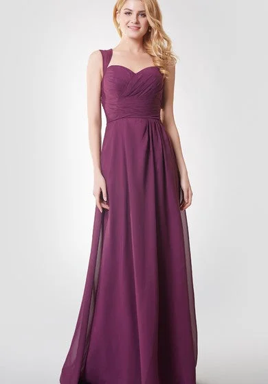 Early Bird Discount A-line Ruched Long Chiffon Dress With Key-hole