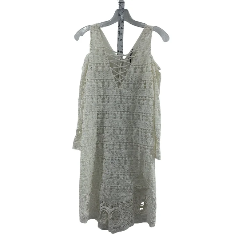 Today’s Deal Sugar + Lips Women's Cold Shoulder Macrame White Midi Sheath Dress Cotton M NWT
