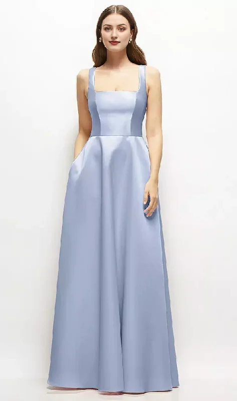 YEAR-End Clearance A-Line Princess Square-Neck Satin Maxi Dress Bridesmaid Dresses Wedding Guest Dresses