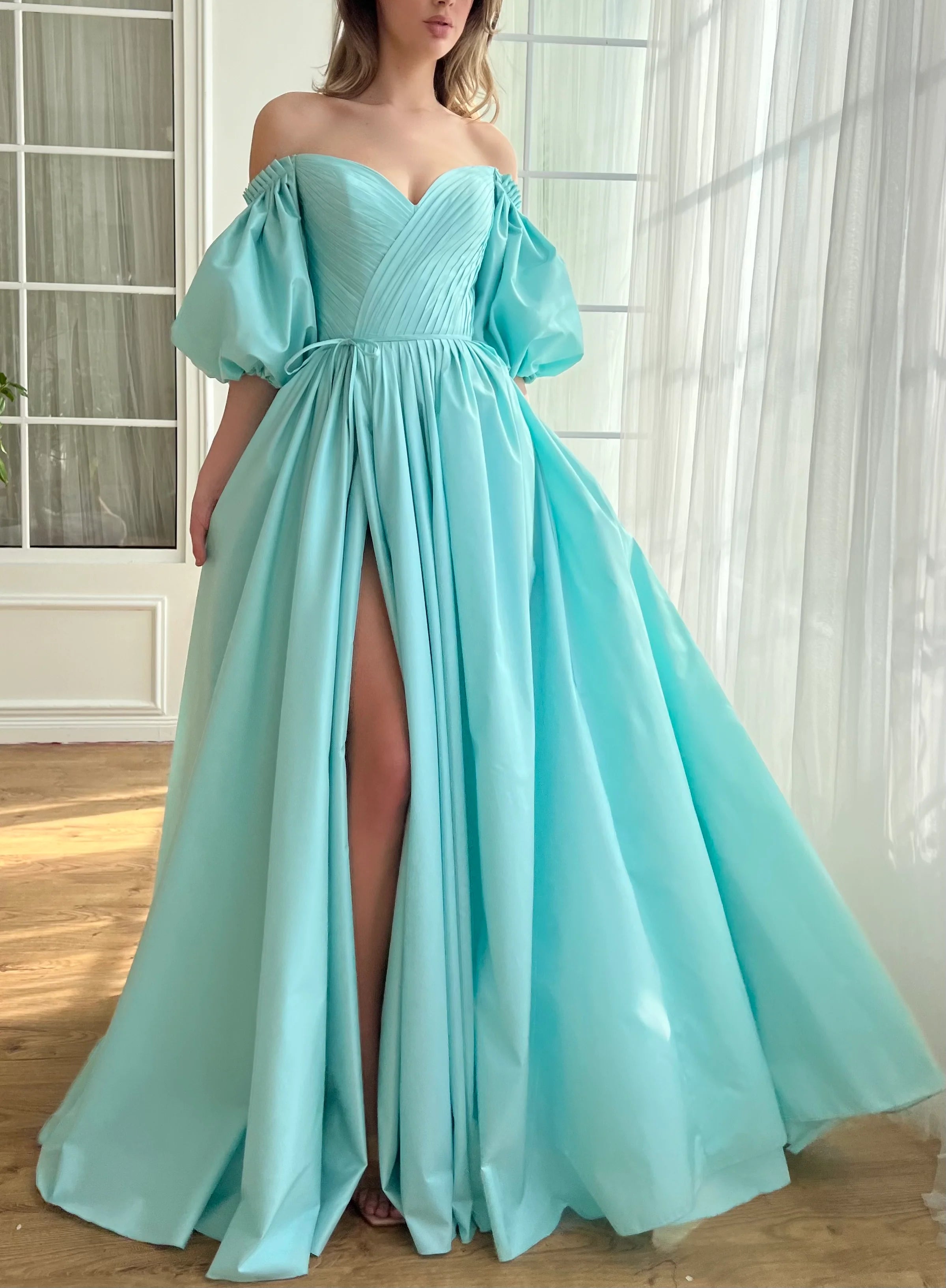 Great Bargains Charming Aquamarine Gown Off Shoulder A-Line Floor-length Prom Dress Great Bargains Charming Aquamarine Gown Off Shoulder A-Line Floor-length Prom Dress
