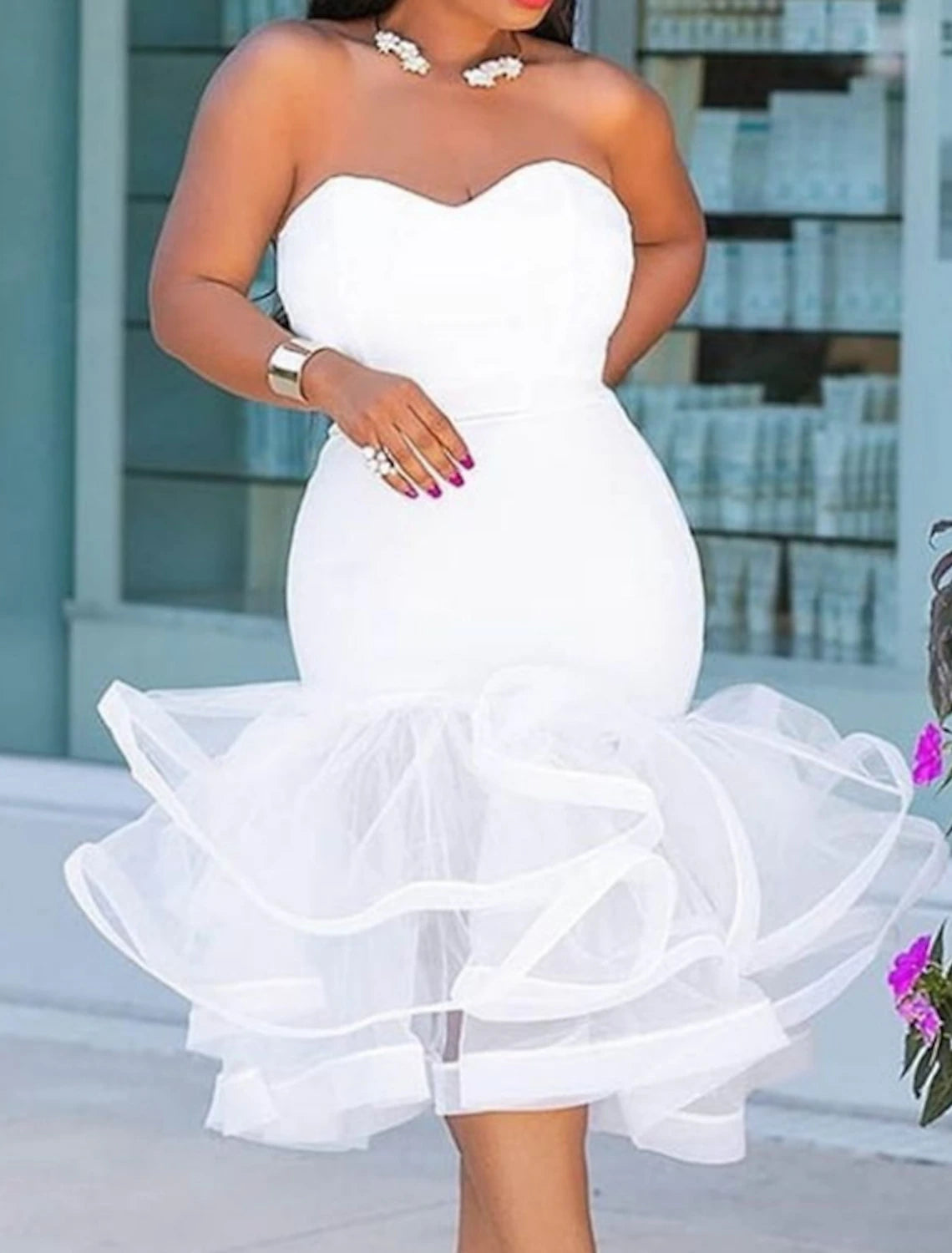 Savings Event Mermaid / Trumpet Prom Dresses Plus Size Dress Homecoming Cocktail Party Tea Length Sleeveless Sweetheart Satin with Tiered Savings Event Mermaid / Trumpet Prom Dresses Plus Size Dress Homecoming Cocktail Party Tea Length Sleeveless Sweetheart Satin with Tiered