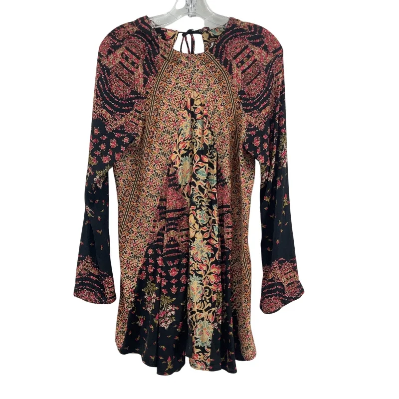 Low Prices Free People Women's Paisley Gogo Black & Orange Shift Dress S Polyester Preowned