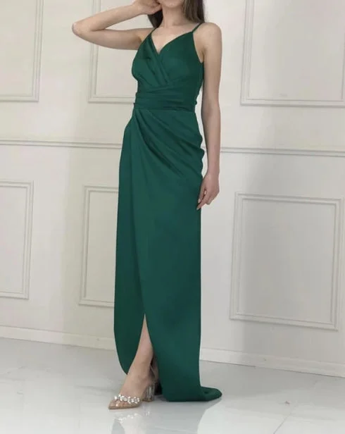 Special Savings Sheath Bridesmaid Dresses Pleated V Neck Split Floor-length Evening Dresses Special Savings Sheath Bridesmaid Dresses Pleated V Neck Split Floor-length Evening Dresses