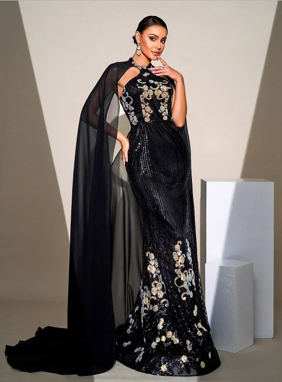 Extra Savings Sheath / Column Evening Dresses Vintage Dress Formal Floor Length Sleeveless Halter Neck Sequined with Glitter Extra Savings Sheath / Column Evening Dresses Vintage Dress Formal Floor Length Sleeveless Halter Neck Sequined with Glitter