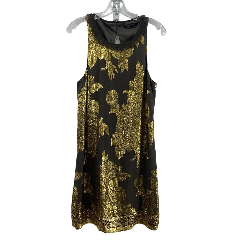 Huge Savings BCBGMAXAZRIA Silk Shift Dress Women Metallic Gold/Brown Size 8 Midi Preowned Huge Savings BCBGMAXAZRIA Silk Shift Dress Women Metallic Gold/Brown Size 8 Midi Preowned