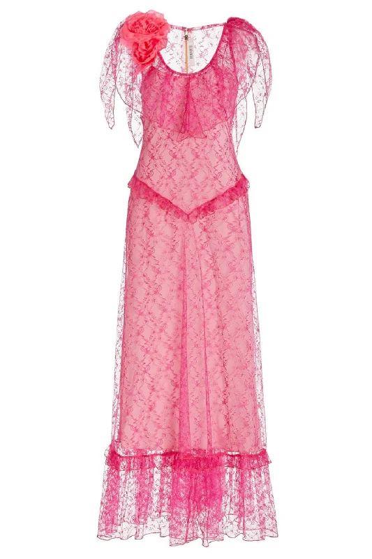 Big Savings Floral Lace Dress With Ruffle Details