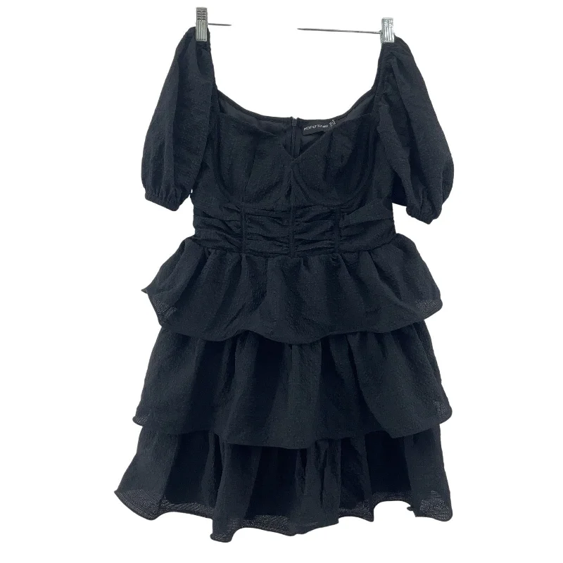 Price Cut PrettyLittleThing Black Puffy Sleeve Tiered Mini Dress Size 6 Preowned Women's Price Cut PrettyLittleThing Black Puffy Sleeve Tiered Mini Dress Size 6 Preowned Women's