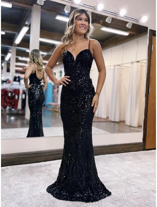 Now or Never Mermaid / Trumpet Prom Dresses Sparkle & Shine Dress Formal Sweep / Brush Train Sleeveless V Neck Sequined Backless with Sequin Now or Never Mermaid / Trumpet Prom Dresses Sparkle & Shine Dress Formal Sweep / Brush Train Sleeveless V Neck Sequined Backless with Sequin