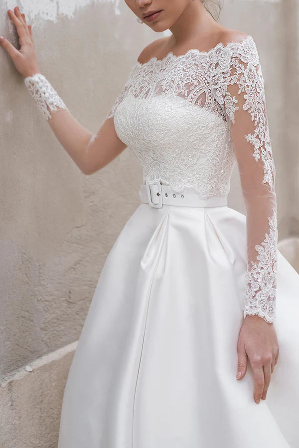 Exclusive Online Offer Ball dress satin wedding dress detachable shawl rural style bride dress
