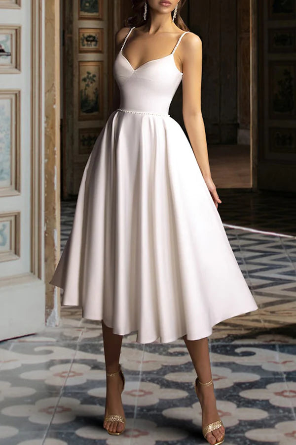Stock Clearance Bride Gift Party Wedding Dress Retro Tea Long Summer Bride Dress