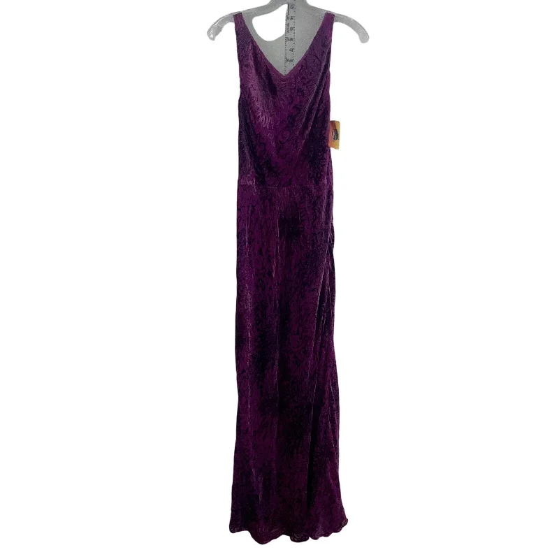 Online Only New 2Oh Threads Silk Women Sleeveless Velvet Burnout Long Shift Dress, XS Purple