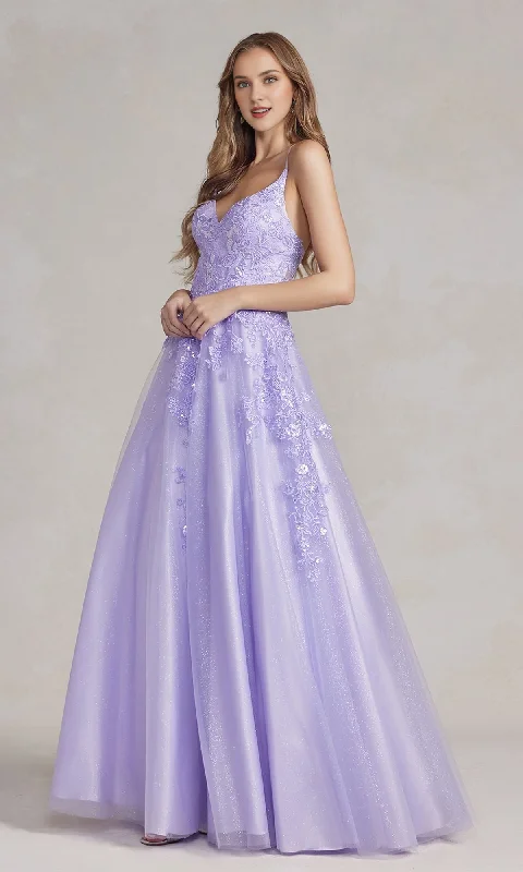 Deal Frenzy A-line V-neck floral embroidery and floor length Prom dress