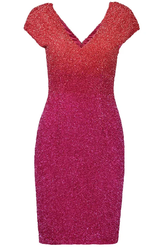 Mega Deal Signature Sequin Cockail Dress - Coral