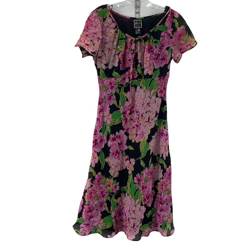 Price Meltdown Lennie Black/Pink Floral Flowy Short Sleeve Dress Size 8 Preowned Women's Price Meltdown Lennie Black/Pink Floral Flowy Short Sleeve Dress Size 8 Preowned Women's