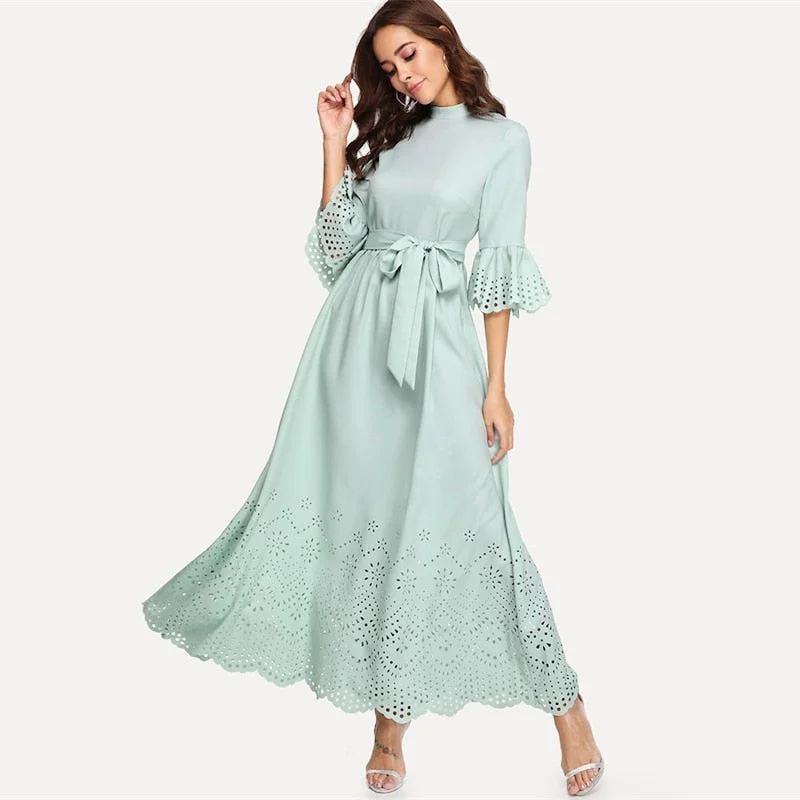 Limited Edition Women's Summer Hollow Out High Waist A-Line Dress