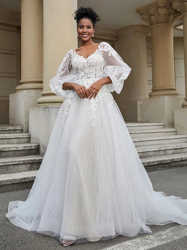 Bargain Bin Backless long sleeved sheer wedding dress