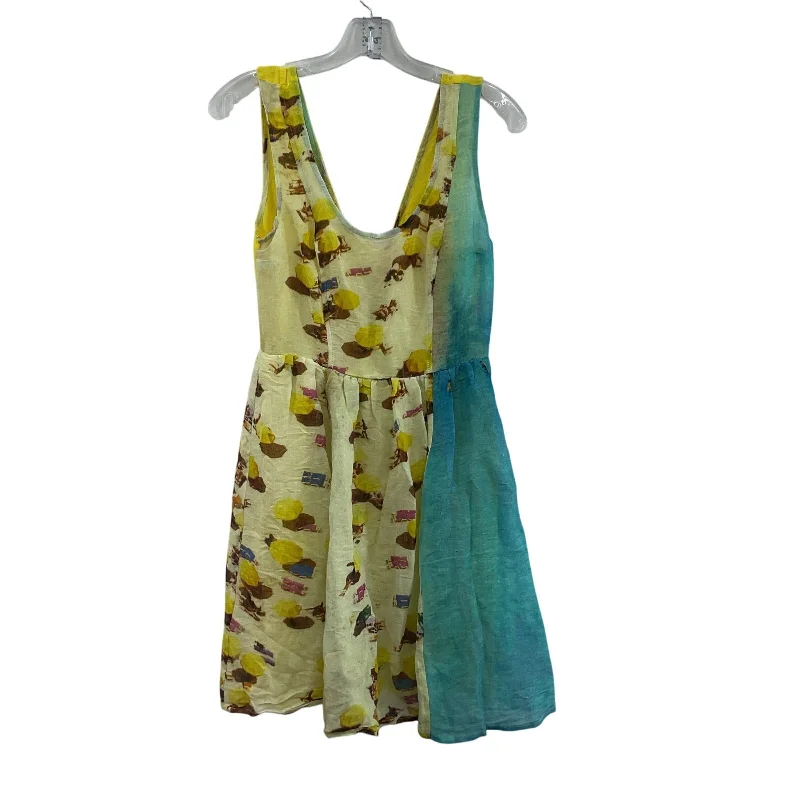 Unbeatable Prices New Plenty by Tracy Reese Watercolor Women's Linen Dress Sz 2 Yellow & Blue NWT
