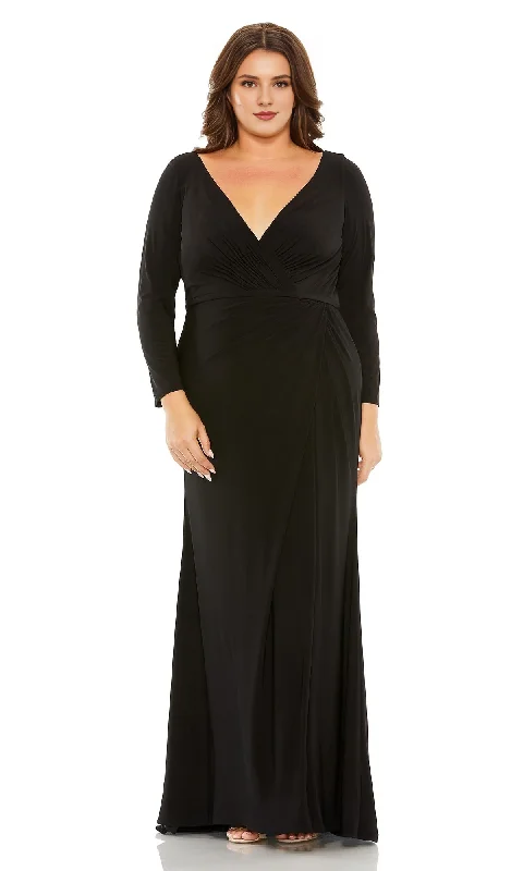 Grand Opening Sale Black V-neck long sleeved formal and floor length Prom dress）