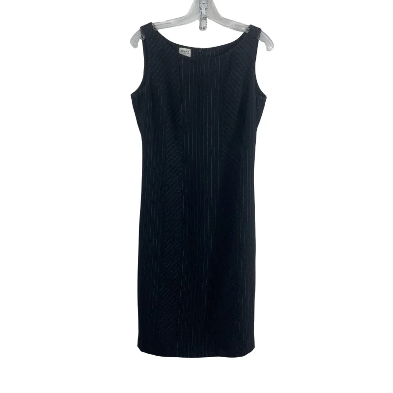 Limited Edition Armani Collezioni Women's Sleeveless Stripe Midi Sheath Dress Black/White Size 6