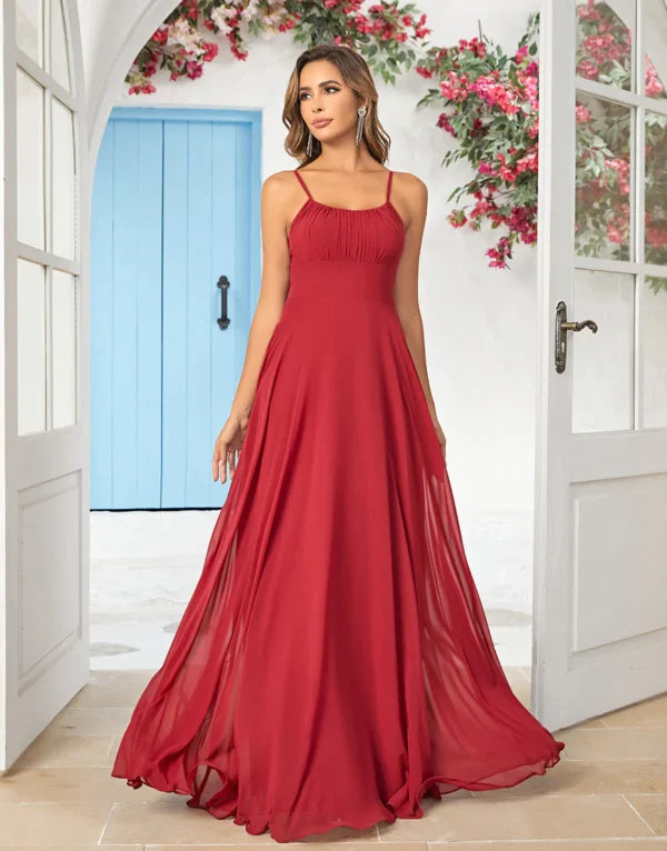 Weekend Deal Bridesmaid Dress Simple A Line Spaghetti Straps Burgundy Long