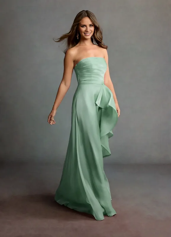 Price Rollback Strapless satin chiffon ruffles and floor length evening gowns