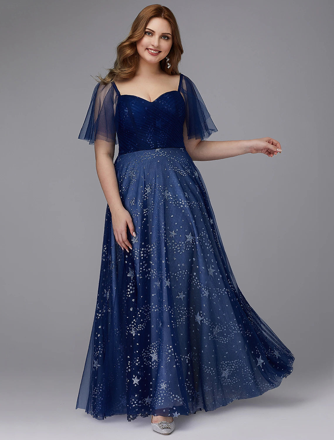 Hot Deal A-Line Plus Size Dress Prom Formal Evening Floor Length Short Sleeve Sweetheart Tulle Lace-up with Beading Pattern / Print Hot Deal A-Line Plus Size Dress Prom Formal Evening Floor Length Short Sleeve Sweetheart Tulle Lace-up with Beading Pattern / Print