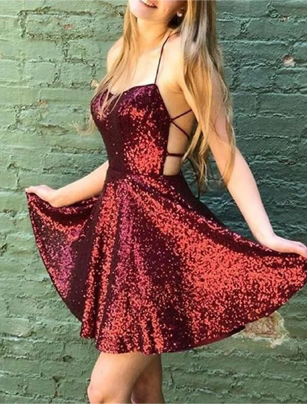 Super Sale A-Line Homecoming Dresses Sparkle & Shine Dress Graduation Cocktail Party Short / Mini Sleeveless Sweetheart Cotton Backless with Criss Cross Sequin Embroidery Super Sale A-Line Homecoming Dresses Sparkle & Shine Dress Graduation Cocktail Party Short / Mini Sleeveless Sweetheart Cotton Backless with Criss Cross Sequin Embroidery