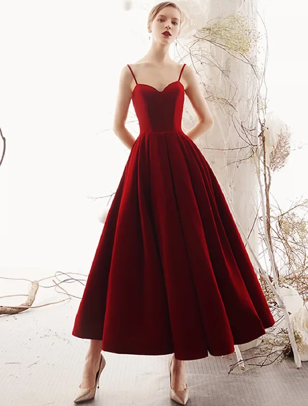 Fantastic Offers A-Line Prom Dresses Beautiful Back Dress Party Wear Ankle Length Sleeveless Spaghetti Strap Velvet with Sleek Pleats Fantastic Offers A-Line Prom Dresses Beautiful Back Dress Party Wear Ankle Length Sleeveless Spaghetti Strap Velvet with Sleek Pleats