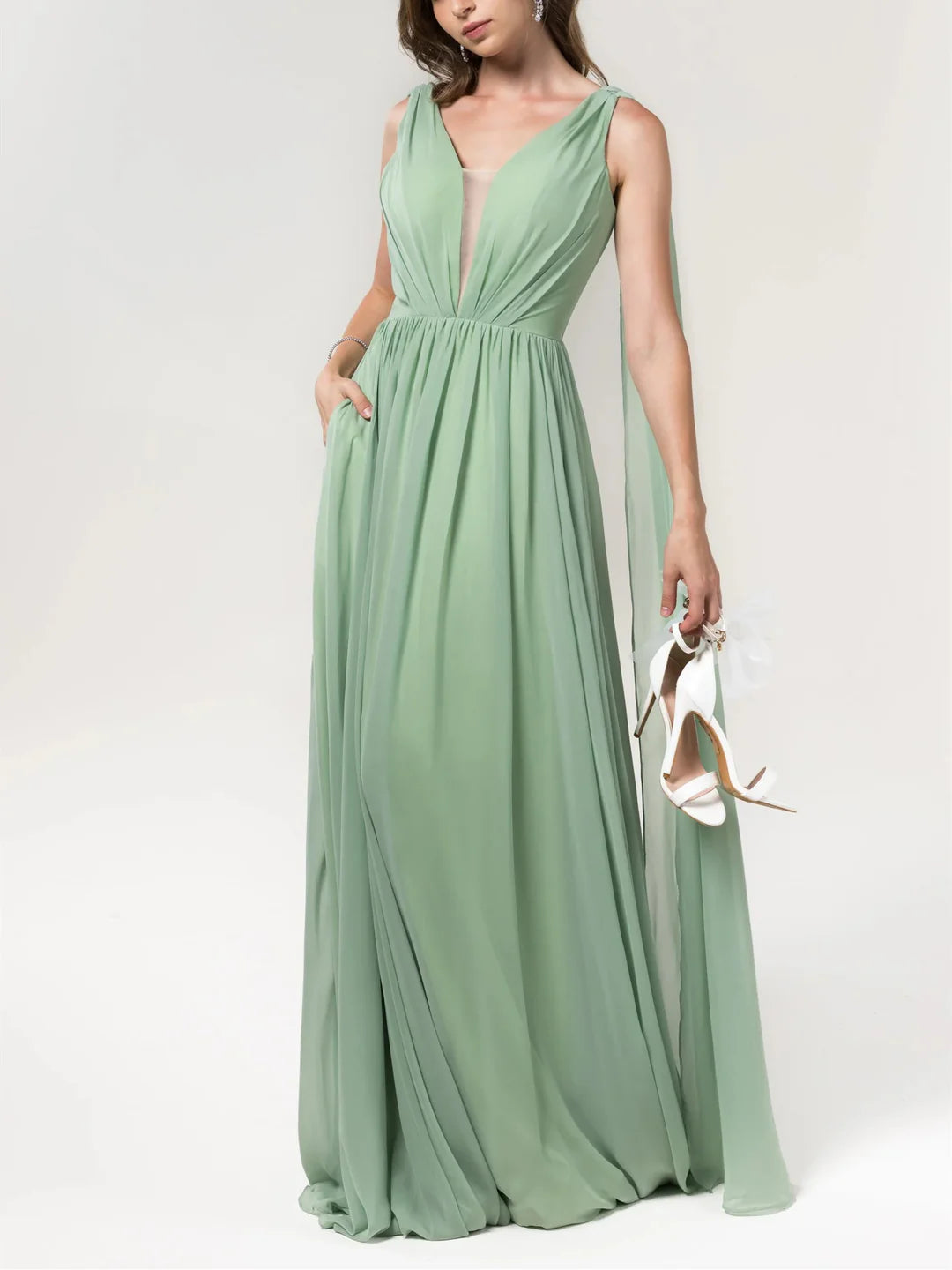 Markdown Madness A-Line/Princess V-Neck Floor-Length Chiffon Bridesmaid Dresses Wedding Guest Dresses Markdown Madness A-Line/Princess V-Neck Floor-Length Chiffon Bridesmaid Dresses Wedding Guest Dresses