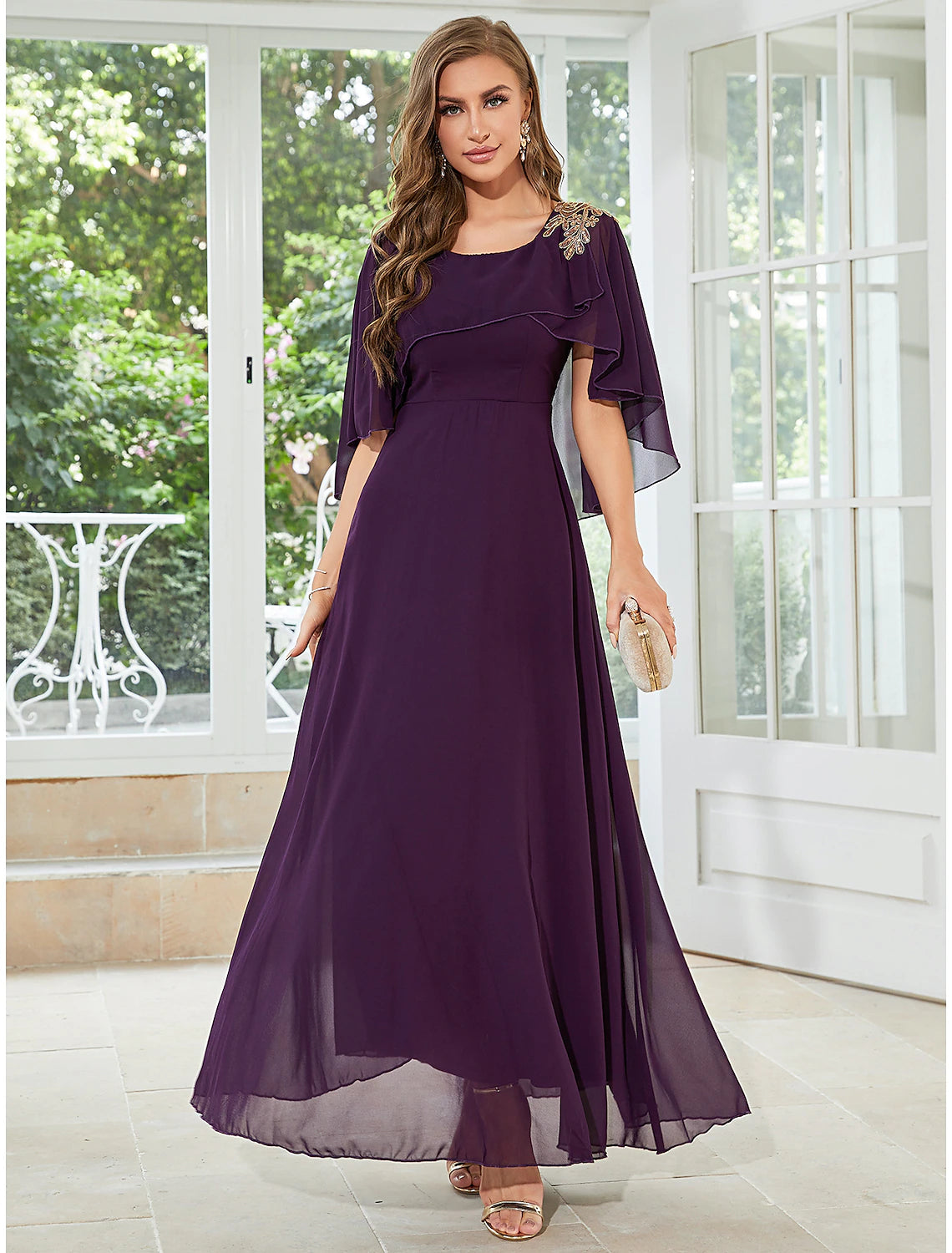 Bargain Blast A-Line Wedding Guest Dresses Elegant Dress Party Wear Floor Length Half Sleeve Jewel Neck Chiffon with Ruffles Bargain Blast A-Line Wedding Guest Dresses Elegant Dress Party Wear Floor Length Half Sleeve Jewel Neck Chiffon with Ruffles