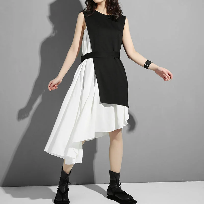 Overstock Sale Women's Spring/Summer O-Neck Sleeveless Two-Piece Dress