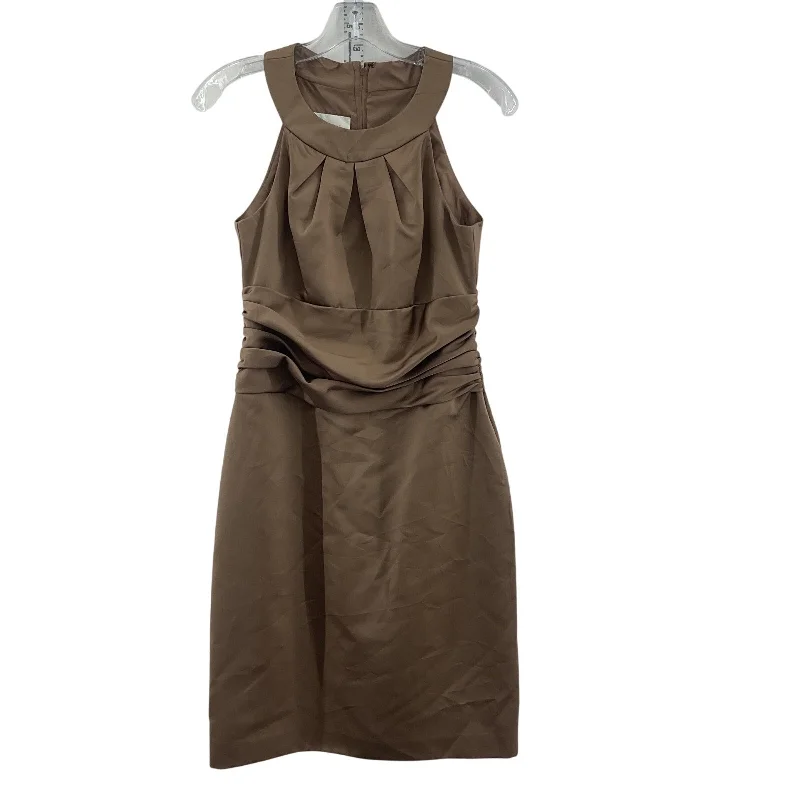 Exclusive Preview David's Bridal Brown Women's Ruched Sheath Midi Dress Size 4 Regular Polyester Exclusive Preview David's Bridal Brown Women's Ruched Sheath Midi Dress Size 4 Regular Polyester