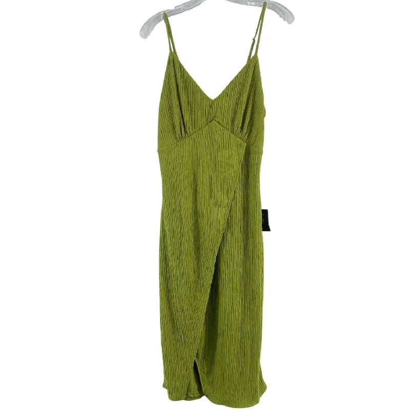 Steals and Deals Lulus Chartreuse Plisse Bodycon Faux-Wrap Dress Women’s M Knee Length Poly NWT Steals and Deals Lulus Chartreuse Plisse Bodycon Faux-Wrap Dress Women’s M Knee Length Poly NWT