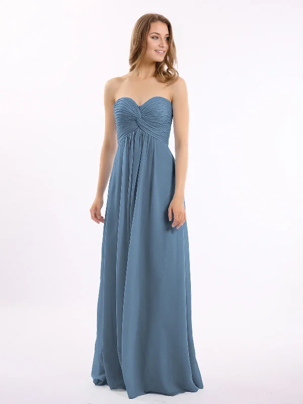 Warehouse Sale Strapless Empire Chiffon Dresses with Sweetheart Slate Blue Bridesmaid Dresses Warehouse Sale Strapless Empire Chiffon Dresses with Sweetheart Slate Blue Bridesmaid Dresses