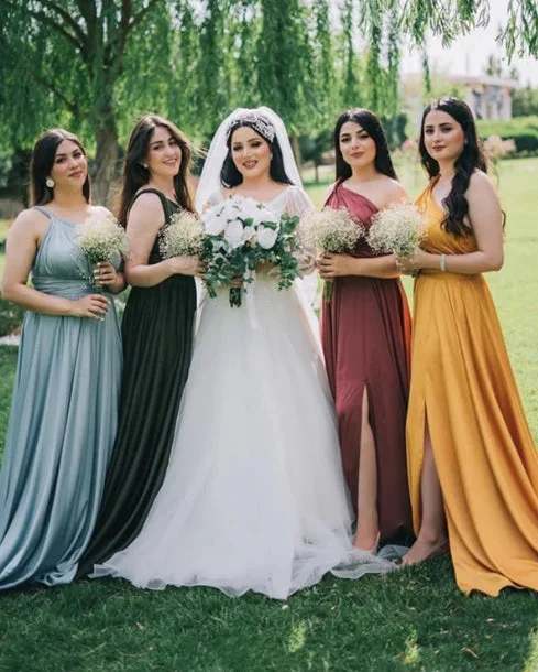 Special Discount Boho Chiffon Floor-length Bridesmaid Dresses One Shoulder Split
